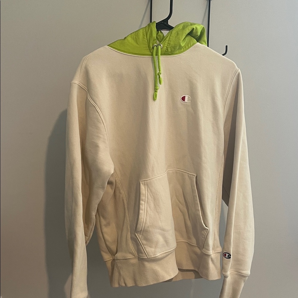Champion Beige and Lime Hoodie